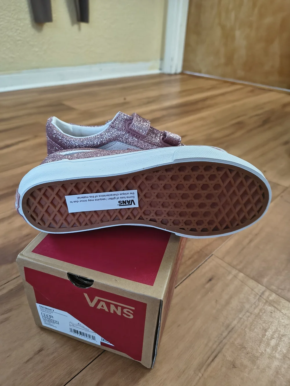 Vans Kids Glitter Velcro Sneakers - Rose